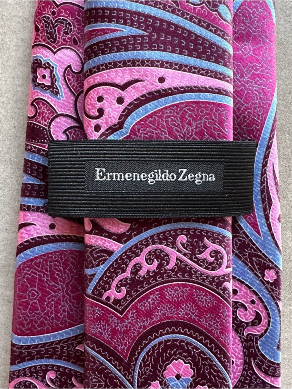 Ermenegildo Zegna “Couture” XXXXX Pink and Blue Paisley Silk Tie